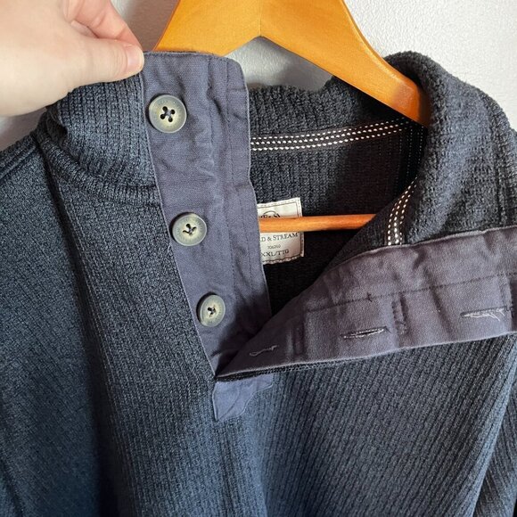 Field & Stream Pullover Sweater Navy Blue Ribbed Size XXL Button Neck Outdoor - Picture 6 of 10